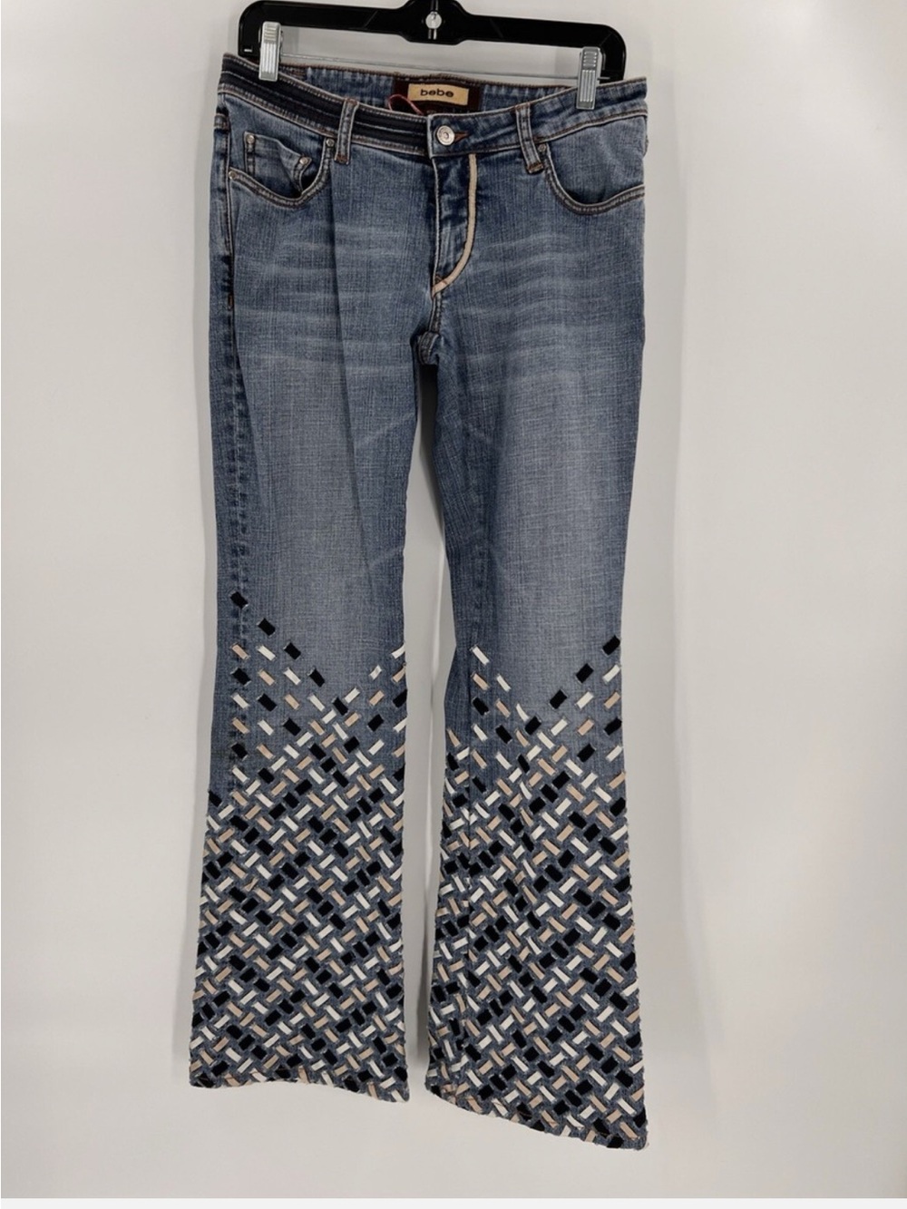 Vintage 90s bebe flare ribbon braided jeans size 29 (30x33)